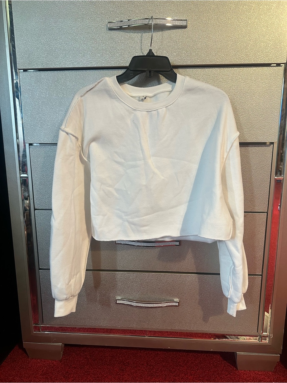 Cropped White Crewneck Sweatshirt